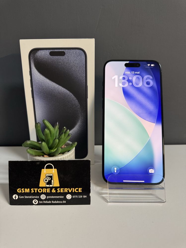 Iphone 15 Pro Max 256Gb 100% Originala Blue Titanium 2 Ani Garantie Gsm Store&Service